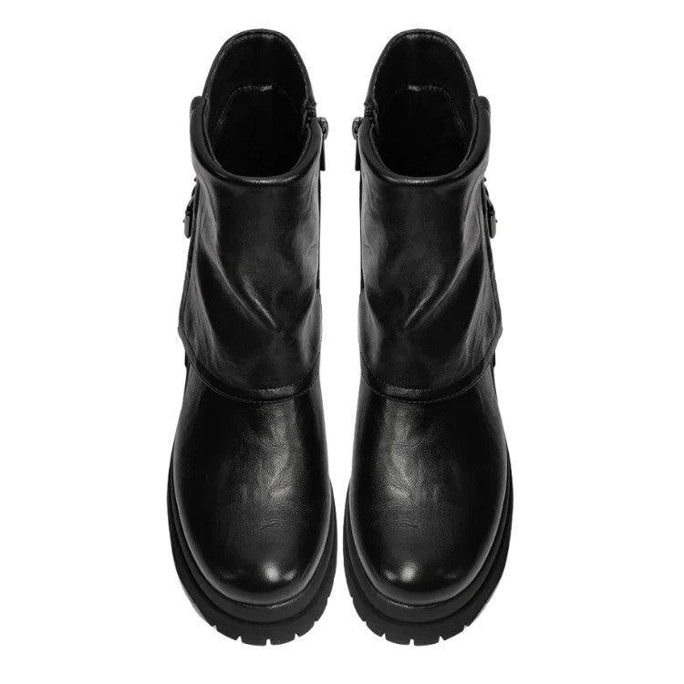 Queen Helena Stivaletti da Donna con fibbie laterali e suola carrarmato