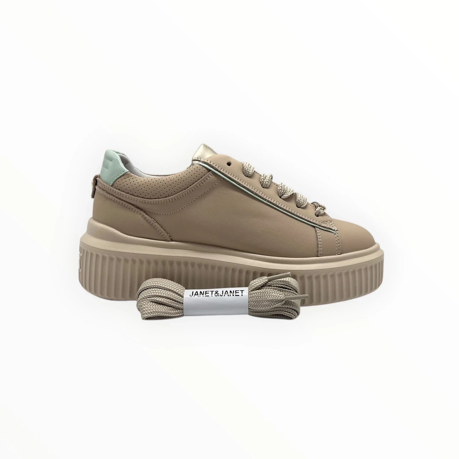 JANET E JANET COD.J572 SNEAKER DONNA IN PELLE COL.BEIGE MARINE 640