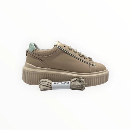 JANET E JANET COD.J572 SNEAKER DONNA IN PELLE COL.BEIGE MARINE 640