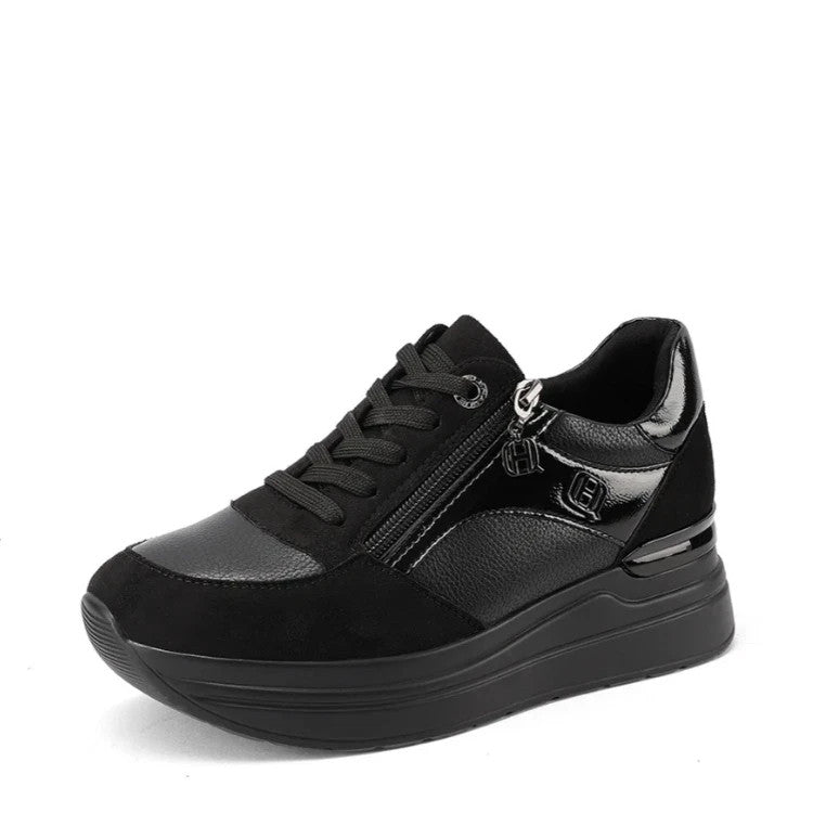 Queen Helena Scarpe da Donna con zeppa e zip laterale in camoscio e pelle Art.X3