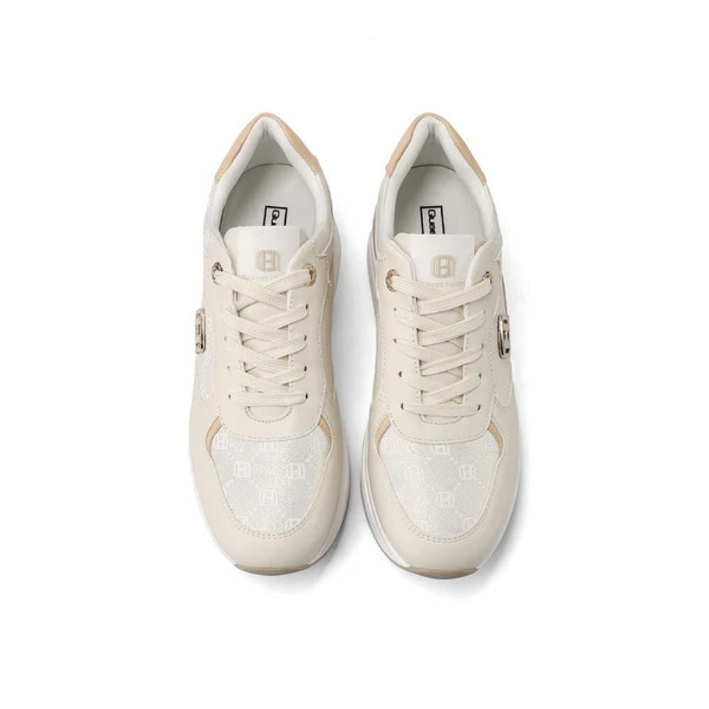 QUEEN HELENA Sneakers donna con zeppa beige/camel X34-21