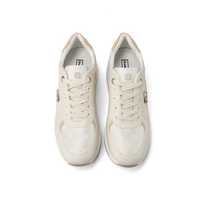 QUEEN HELENA Sneakers donna con zeppa beige/camel X34-21