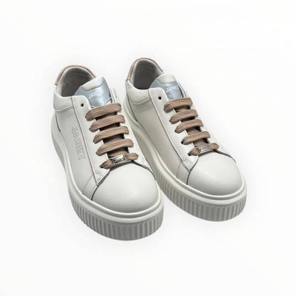 JANET E JANET COD.J572 P/E 2026 SNEAKER DONNA IN PELLE COL.WHITE PINK SILVER