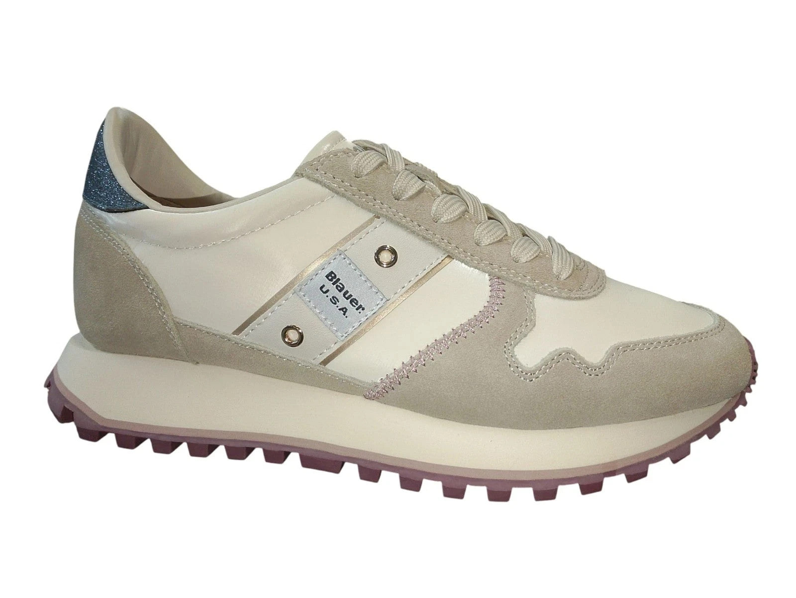 Scarpe Blauer Millen03 Sneakers Donna Pelle e Camoscino Crema