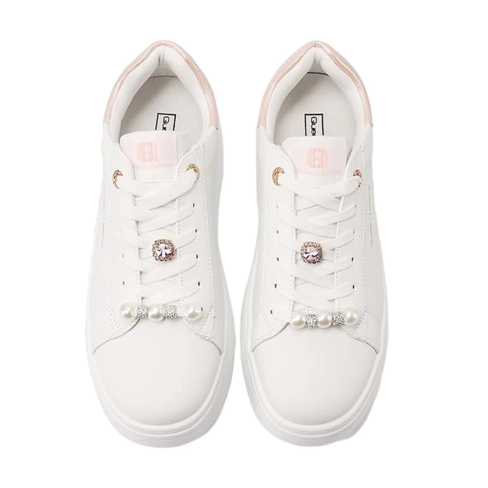 QUEEN HELENA X34 13 Sneaker Donna Platform Con Accessorio White Pink