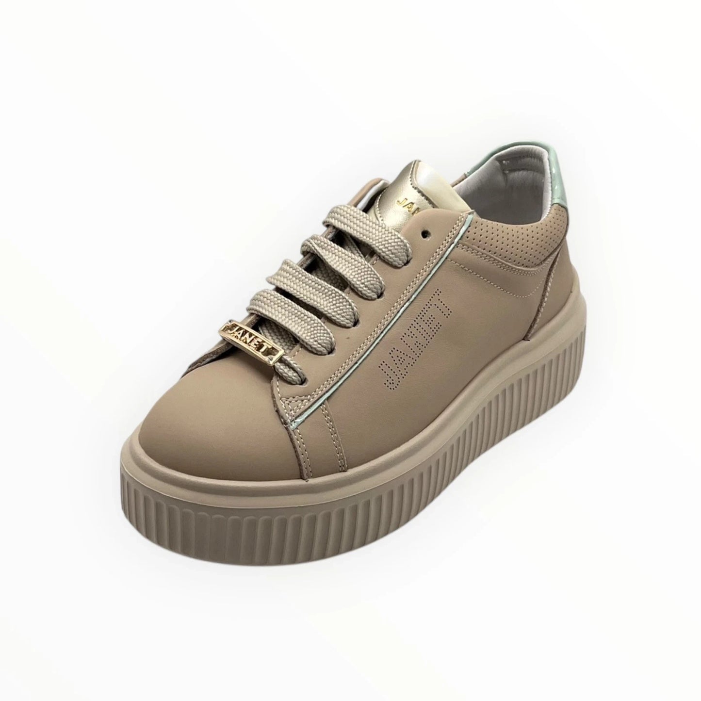 JANET E JANET COD.J572 SNEAKER DONNA IN PELLE COL.BEIGE MARINE 640