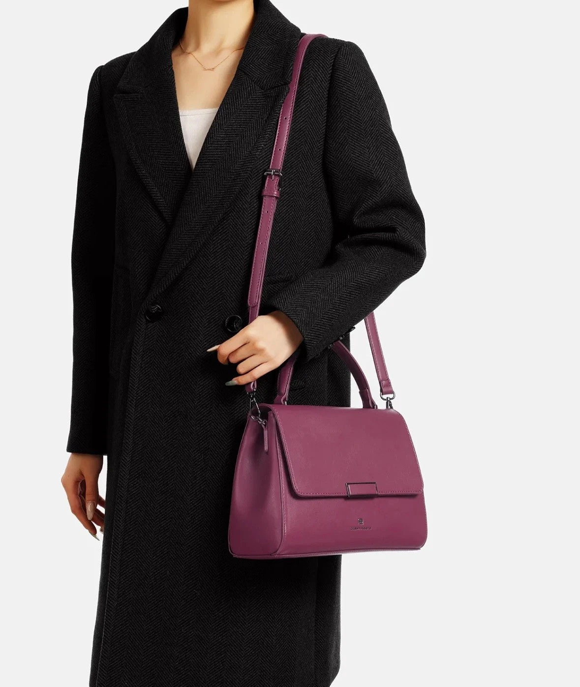 Queen Helena Borsa da Donna con manico e chiusura a scatto Art.M1062 Col.Bordeau