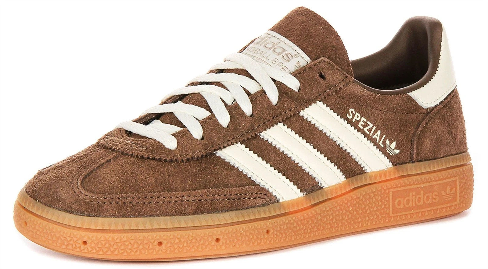 Adidas Handball Spezial Gum Lace Up Scarpe Da Donna In Marrone E Bianco