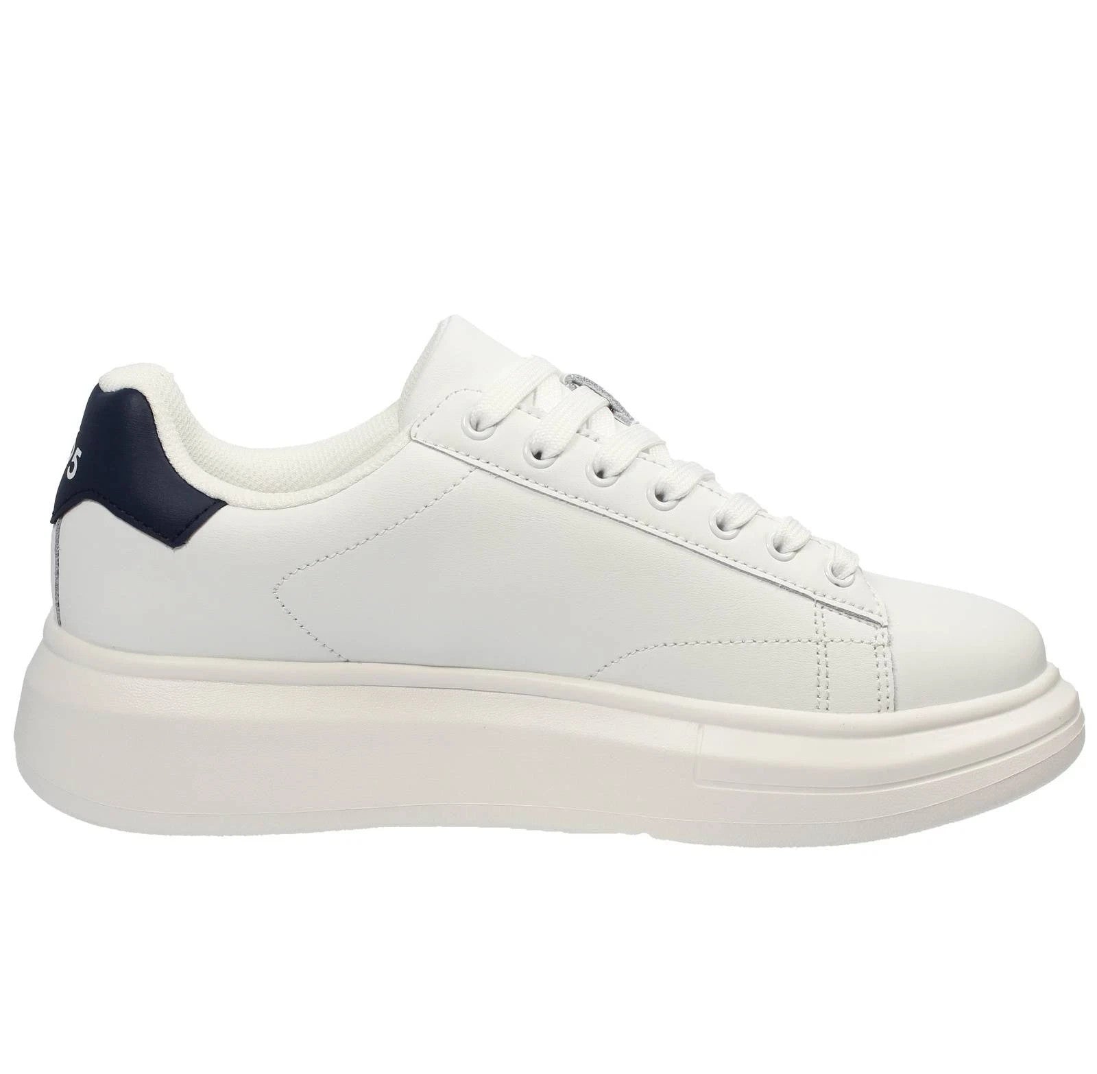 Liu Jo Cv Big 01 white/blu- Sneakers In Pelle Bianco con top blu