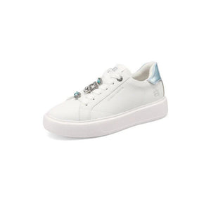 QUEEN HELENA Sneakers donna platform con dettagli gioiello bianco-blu X34-1