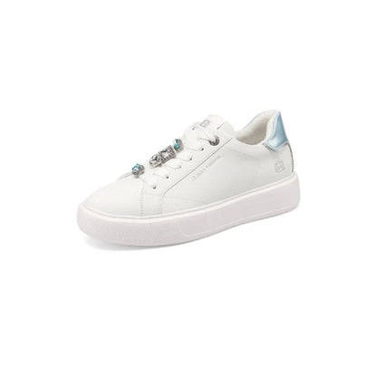 QUEEN HELENA Sneakers donna platform con dettagli gioiello bianco-blu X34-1