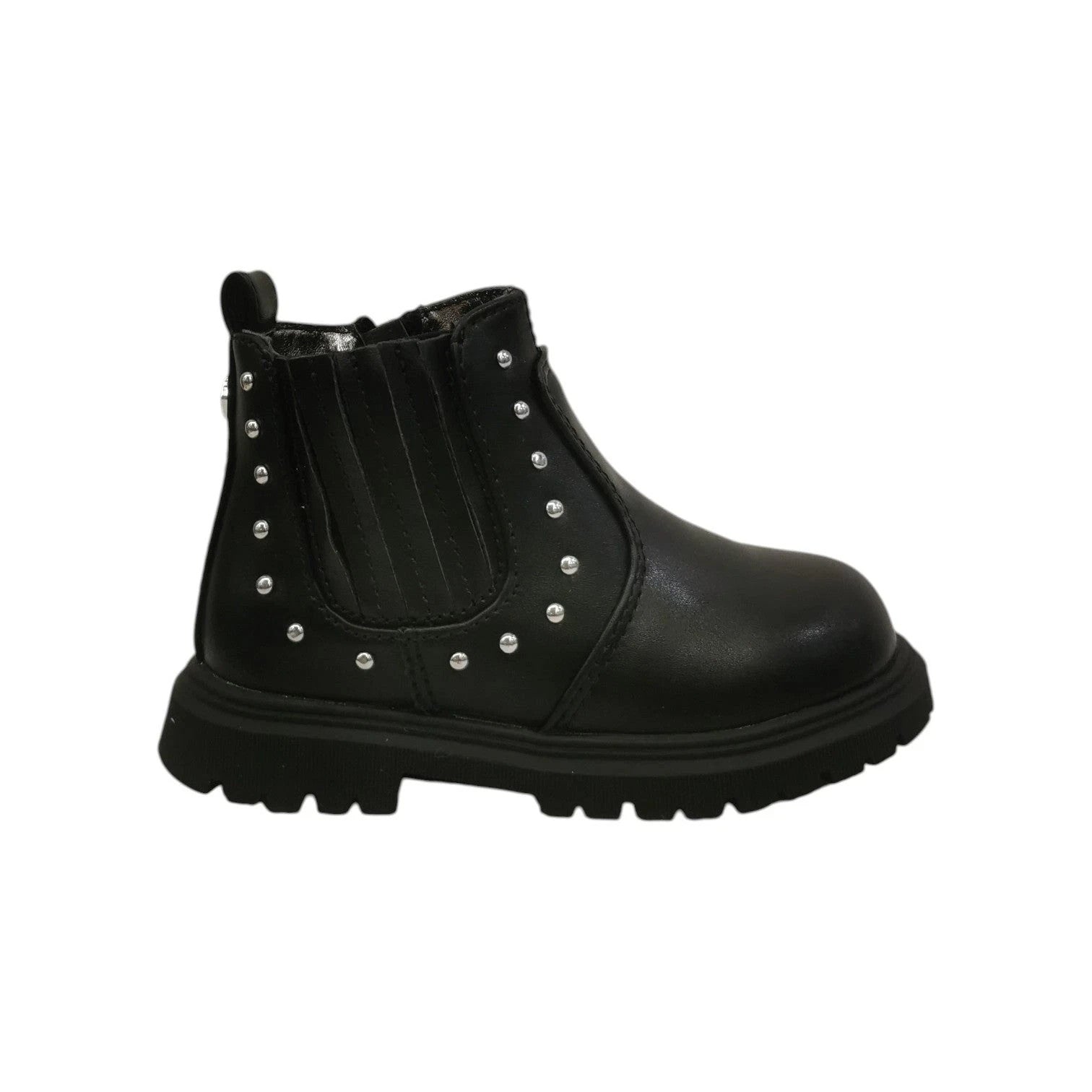 Cult Young Beatles Bambina in Ecopelle Nera con Borchiette e Zip