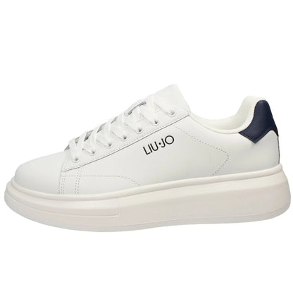 Liu Jo Cv Big 01 white/blu- Sneakers In Pelle Bianco con top blu