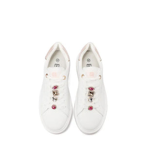 QUEEN HELENA Sneakers donna platform con dettagli gioiello bianco-rosa X34-1