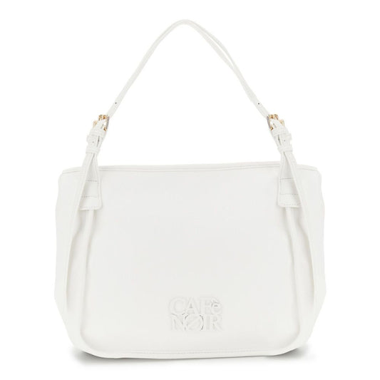 CAFENOIR BORSA shopping bag effetto pelle con manici regolabili con fibbia e accessori bianco