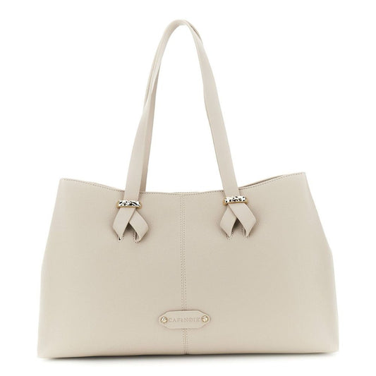 CAFENOIR BORSA shopping bag effetto pelle martellata con dettagli lisci a contrasto nude