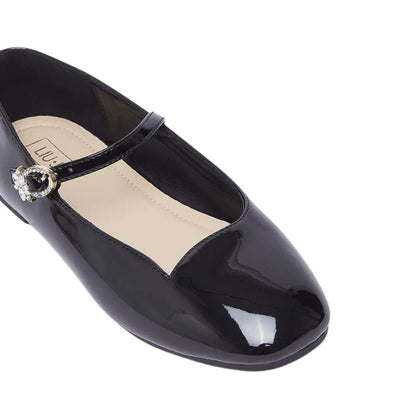 LIU JO Ballerine BIMBA in vernice NERO con strass sulla chiusura laterale