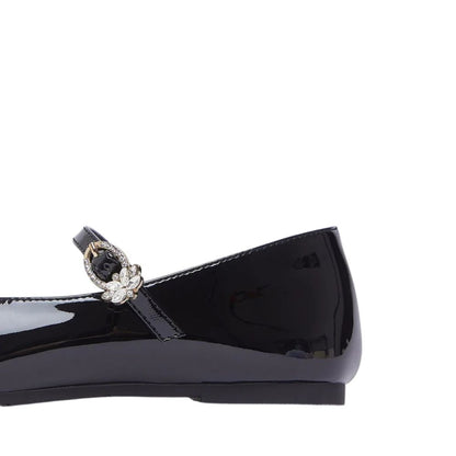 LIU JO Ballerine BIMBA in vernice NERO con strass sulla chiusura laterale