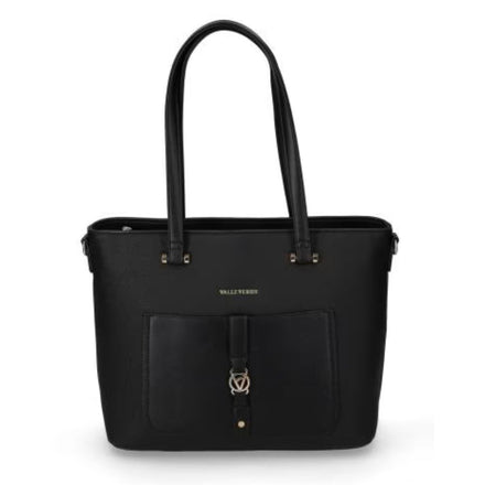 Borsa Donna Valleverde Nera con Cerniera e Accessorio Decorativo