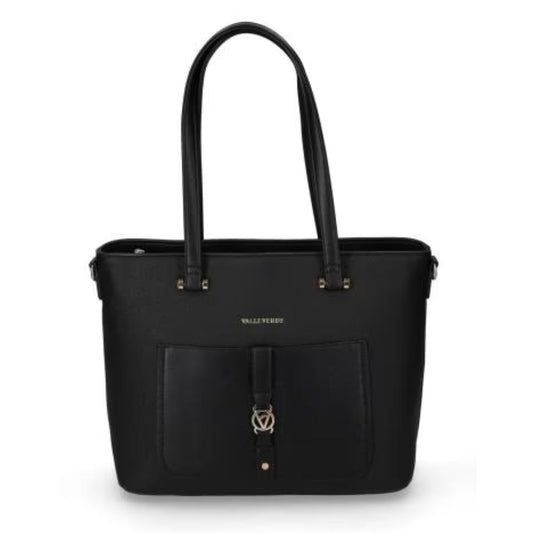 VALLEVERDE Borsa da Donna Nera con cerniera e accessorio decorativo