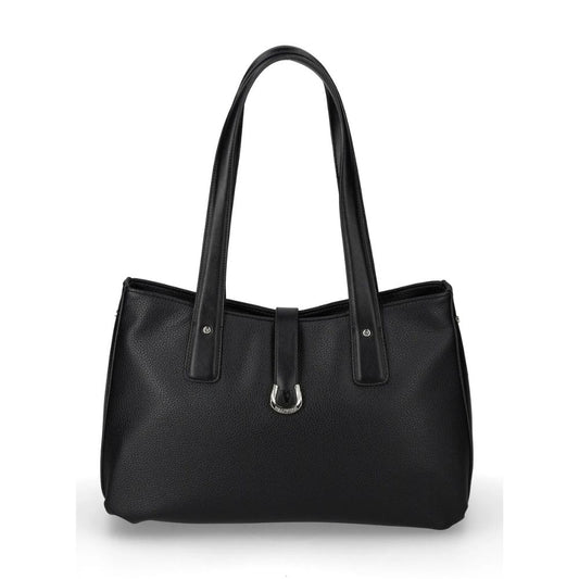 VALLEVERDE Borsa da Donna Shopping Nero Codice: 96552-3 Collezione con cerniera e accessorio decorativo