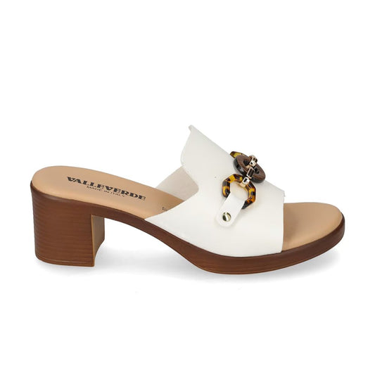 VALLEVERDE Sandalo donna White con accessorio decorativo, sottopiede in pelle. Made in Italy