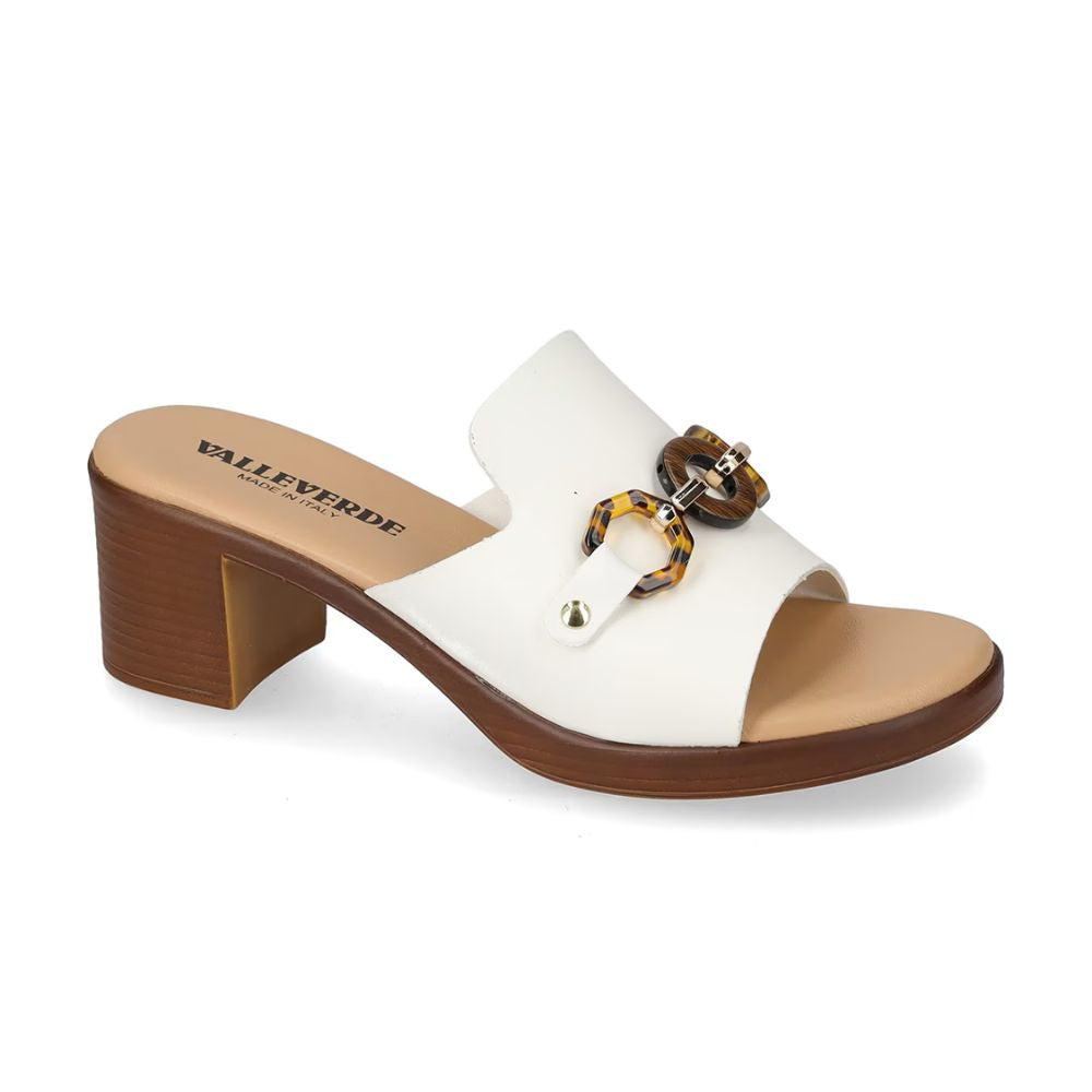 VALLEVERDE Sandalo donna White con accessorio decorativo, sottopiede in pelle. Made in Italy