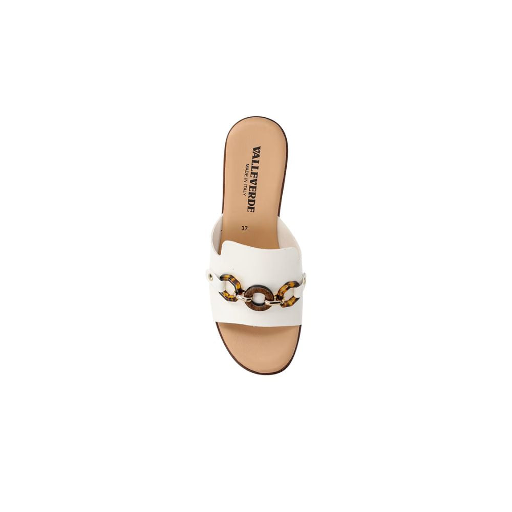 VALLEVERDE Sandalo donna White con accessorio decorativo, sottopiede in pelle. Made in Italy