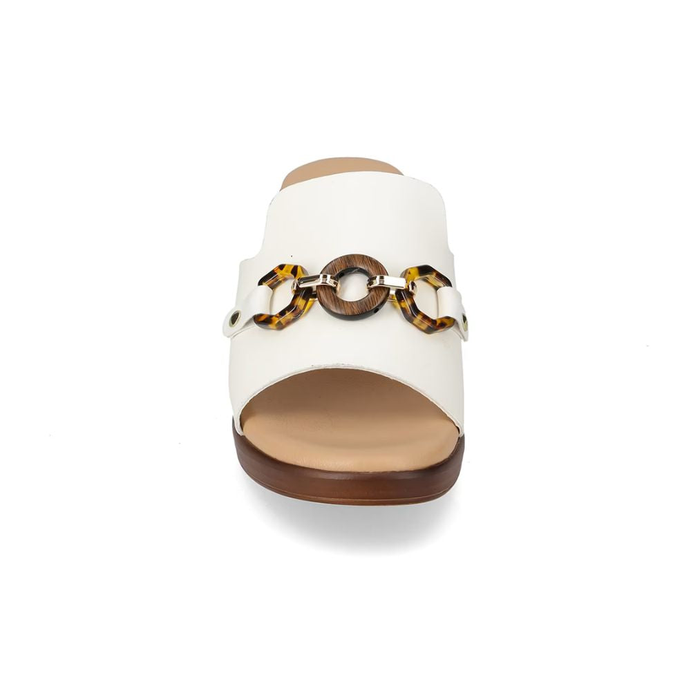 VALLEVERDE Sandalo donna White con accessorio decorativo, sottopiede in pelle. Made in Italy