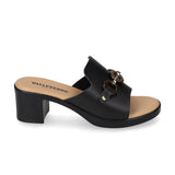 VALLERDE Sandalo donna Black con accessorio decorativo, sottopiede in pelle. Made in Italy