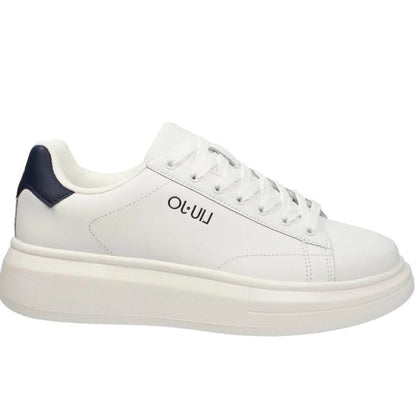 Liu Jo Cv Big 01 white/blu- Sneakers In Pelle Bianco con top blu