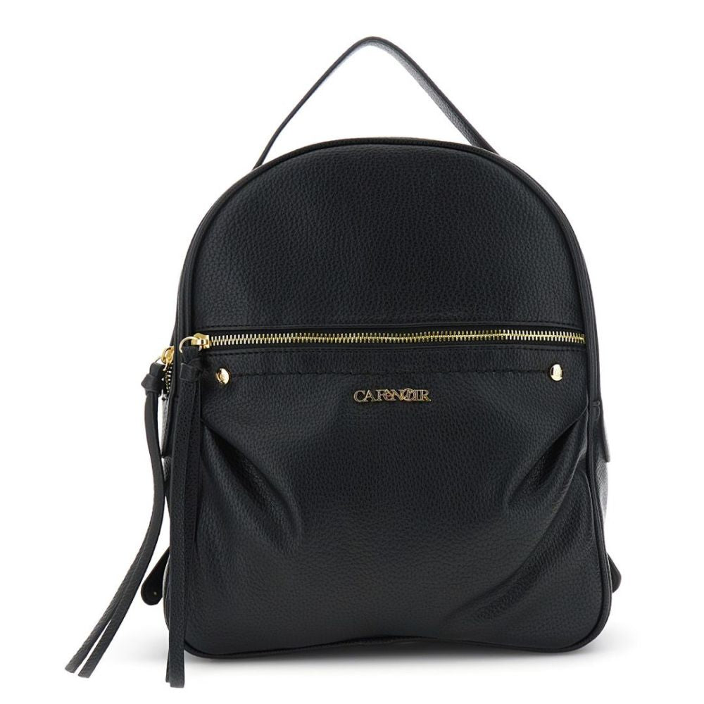 CAFENOIR borsa zaino morbido effetto pelle granosa con applicazione di rivetti metallici nero