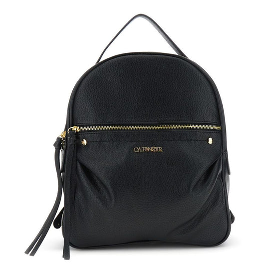 CAFENOIR borsa zaino morbido effetto pelle granosa con applicazione di rivetti metallici nero