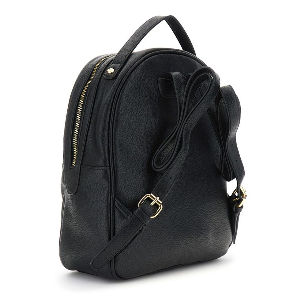 CAFENOIR borsa zaino morbido effetto pelle granosa con applicazione di rivetti metallici nero