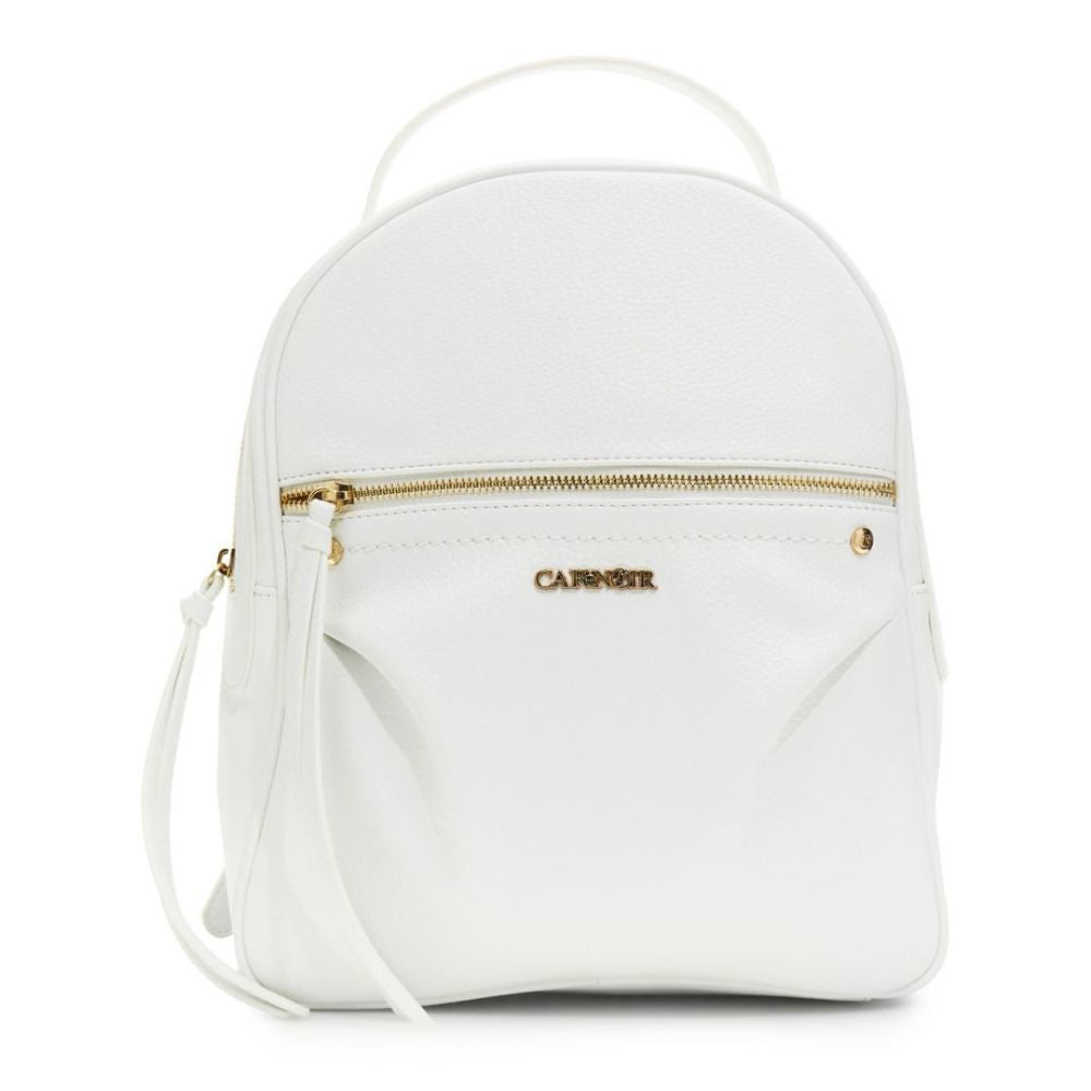 CAFENOIR borsa zaino morbido effetto pelle granosa con applicazione di rivetti metallici bianco