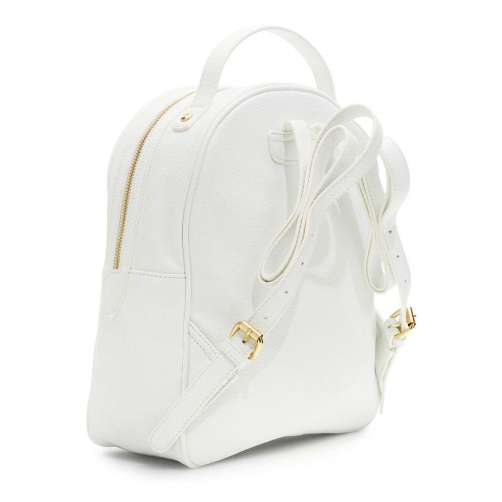 CAFENOIR borsa zaino morbido effetto pelle granosa con applicazione di rivetti metallici bianco