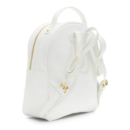 CAFENOIR borsa zaino morbido effetto pelle granosa con applicazione di rivetti metallici bianco