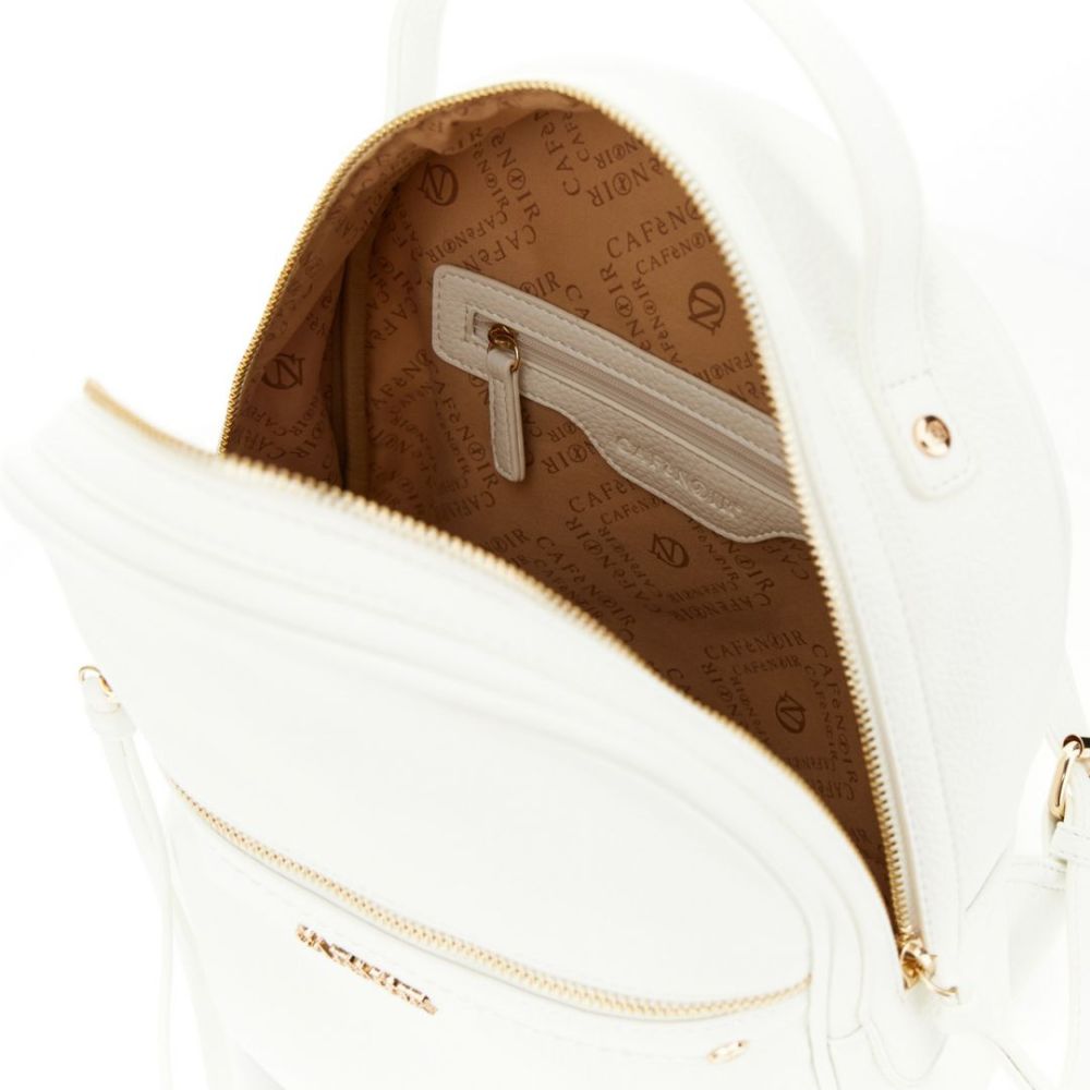 CAFENOIR borsa zaino morbido effetto pelle granosa con applicazione di rivetti metallici bianco