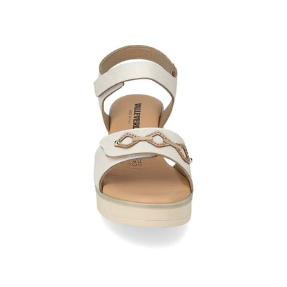 VALLEVERDE Zeppa Avorio Donna con accessorio decorativo e sottopiede in pelle. Made in Italy.