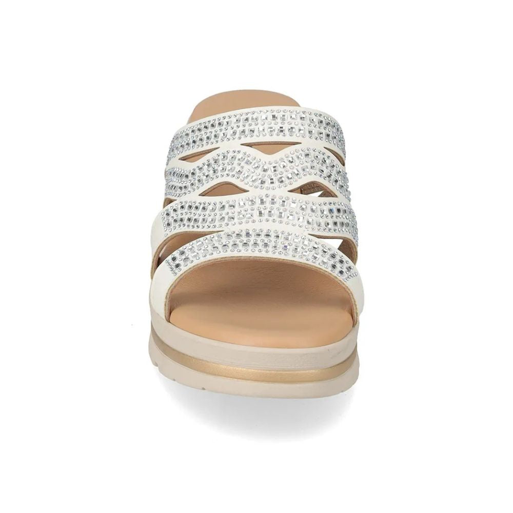 VALLEVERDE Zeppa Silver Donna con tomaio strass e sottopiede in pelle. Made in Italy.
