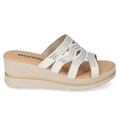 VALLEVERDE Zeppa Silver Donna con tomaio strass e sottopiede in pelle. Made in Italy.