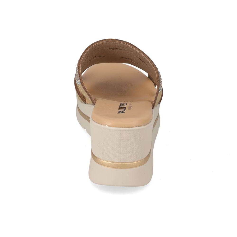 VALLEVERDE Zeppa Gold Donna con tomaio strass e sottopiede in pelle. Made in Italy.