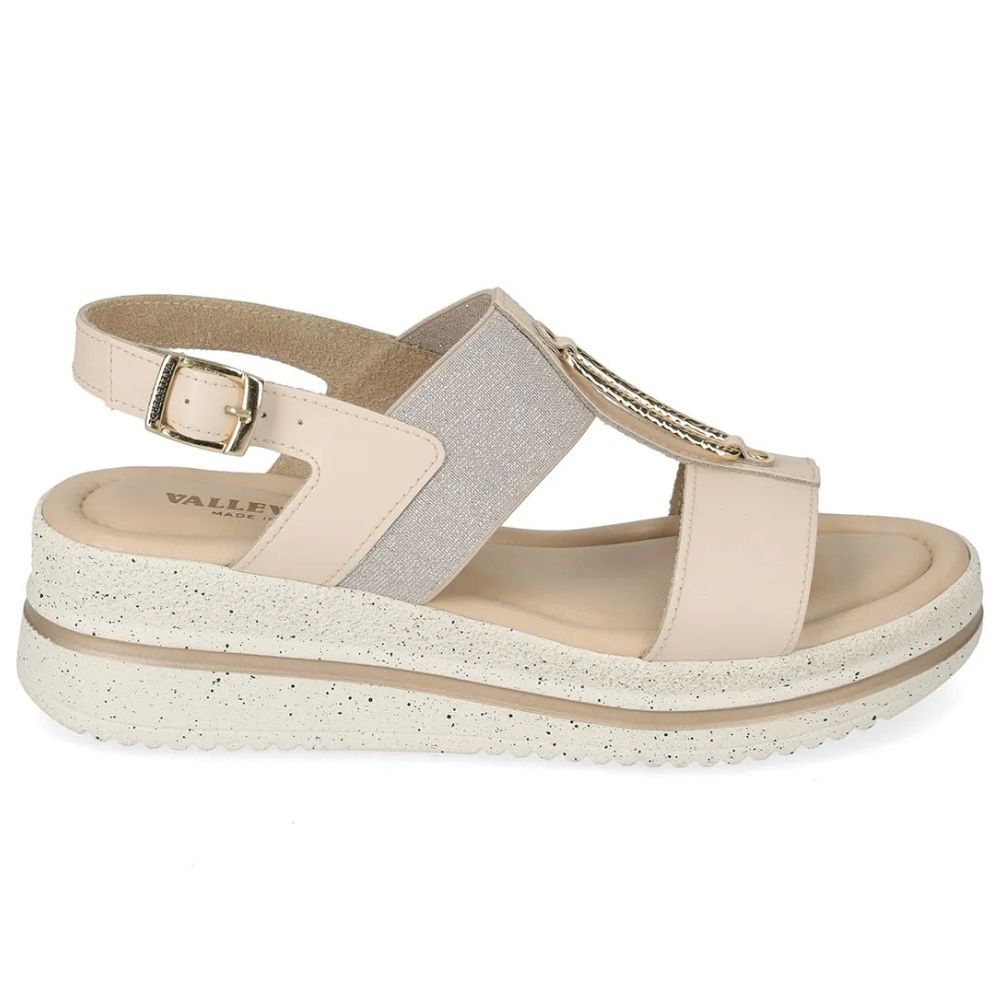 VALLEVERDE Sandalo donna Nappa Ecru con tomaio e sottopiede in pelle. Made in Italy.