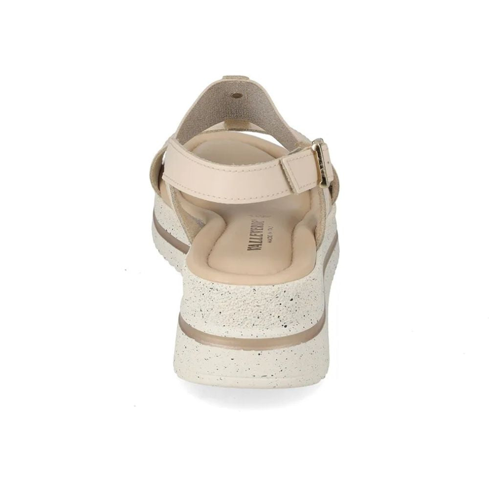 VALLEVERDE Sandalo donna Nappa Ecru con tomaio e sottopiede in pelle. Made in Italy.