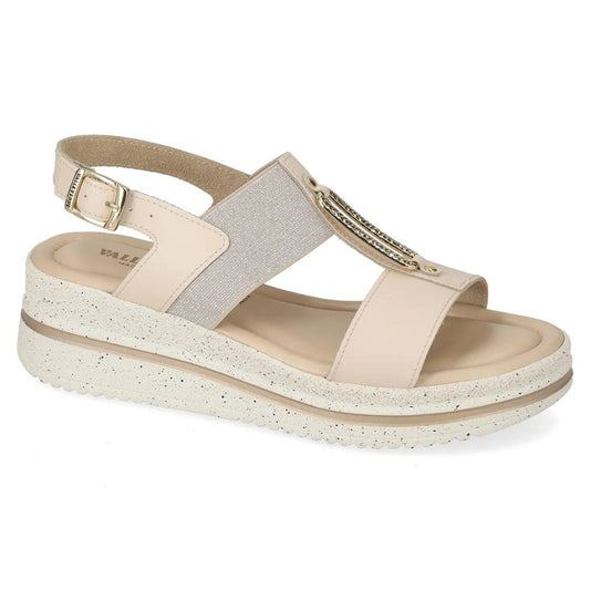 VALLEVERDE Sandalo donna Nappa Ecru con tomaio e sottopiede in pelle. Made in Italy.