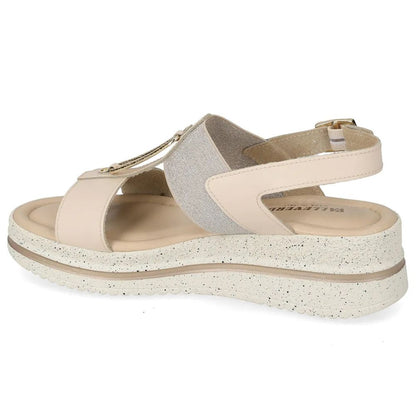 VALLEVERDE Sandalo donna Nappa Ecru con tomaio e sottopiede in pelle. Made in Italy.