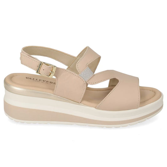 VALLEVERDE Sandalo Donna Vitello Sabbia con tomaio e sottopiede in pelle. Made in Italy.