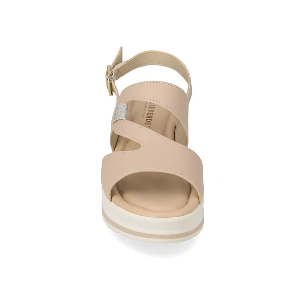 VALLEVERDE Sandalo Donna Vitello Sabbia con tomaio e sottopiede in pelle. Made in Italy.