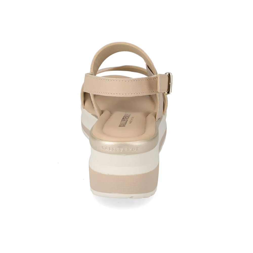 VALLEVERDE Sandalo Donna Vitello Sabbia con tomaio e sottopiede in pelle. Made in Italy.