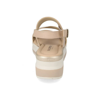 VALLEVERDE Sandalo Donna Vitello Sabbia con tomaio e sottopiede in pelle. Made in Italy.
